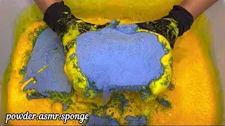 Acid orange laundry gel + blue powder = Thick green paste 🧡+💙=💚 Asmr squeezing sponge