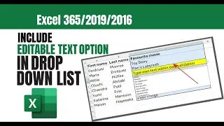 How to include EDITABLE TEXT OPTION in Excel drop down list - Data Validation - Excel