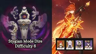 Stygian Onslaught C0R1 Mavuika Mode Dire Difficulty 6 | Genshin Impact LUNA 8