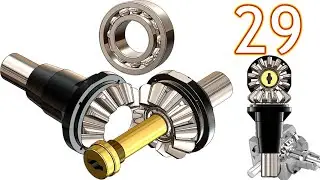 29-Project 39| Bevel Gearbox | SolidWorks Tutorial: insert bearing with cage to axial to gear's hole