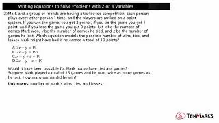 Writing Equations to Solve Problems with 2 or 3 Variables (A-CED.2)