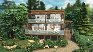 MODERN FOREST RETREAT [No CC] Sims 4 Speed Build (Stop Motion)