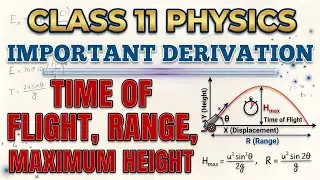 Derivation Time of Flight, Range, Maximum height of Projectile / Class 11 Physics Derivation #cbse