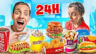 MY SISTER EATS THE CHEAPEST FAST FOOD FOR 24 HOURS! 😍 (It's Crazy)