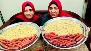 تحدي اكل الاندومي الحار 30قطعه سوسيس والعقاب 🌶️