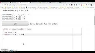 Solution to Coding Bat #5 (countEvens)