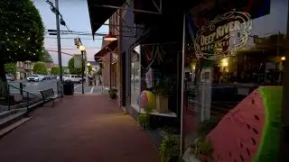 American Neighborhood and Small Town Walk at Sunset | Nature Sounds for Sleep and Study