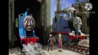 Thomas and Edward talking with Raps and Cass