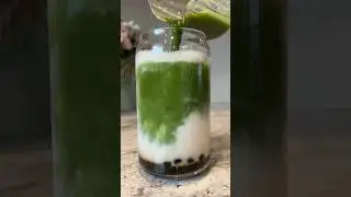 boba matcha latte asmr 🧋