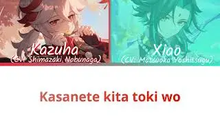 Genshin JP VA Kazuha (S. Nobunaga) x Xiao (M. Yoshitsugu) - Aoi Pierce (Color Coded Lyrics)