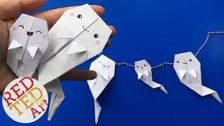 Origami Ghost DIY - Easy Paper Ghost Garland - Love this Easy Paper Ghost DIY