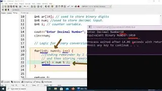 decimal to binary conversion using c++