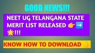 NEET UG 2021 TELANGANA STATE MERIT LIST RELEASED|STATE WISE MERIT LIST|NEET COUNSELLING|NEET CUTOFFS