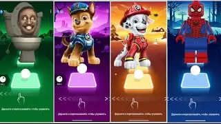 🟡Skibidi Toilet 🔵Chase🔴Marshall🟣 Spider Man 🐾 | Paw Paw Patrol Tiles Hop