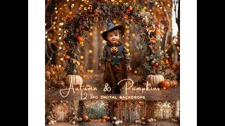 Autumn and Pumpkins Digital Enchanted Backdrops for Photography Overlay Digital Composite