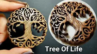 Making a Wooden Tree Of Life Necklace| Wood Carving Tutorial 🌳💫