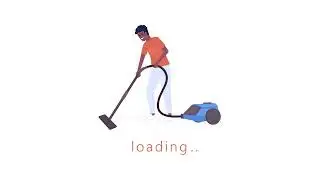 Animated vacuuming cleaning loader