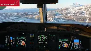Landing in Nuuk, Greenland - Air Greenland Dash 8-200 | COCKPIT VIEW