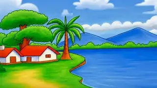 How to Draw Easy Scenery Drawing With Oil Pastel Landscape Village Scenery Drawing Step By Step