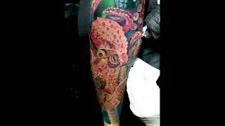Тату осьминог на руке | Color Octopus Tattoo Time Lapse | 
