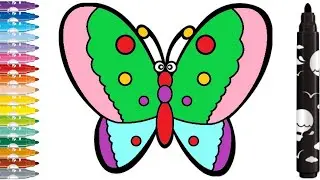 How to draw and color a beautiful butterfly. Coloring pages for children.