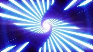 Shiny blue spiral beam tunnel motion 4k background loop