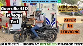 Guerrilla 450 - After 1st Service Detailed Mileage Test Vlog | City And Highway Mileage Test | Pune