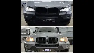 Ребилд оптики BMW X5 E70. Установка авторских 3D глазок (ДХО), Bi Led модулей (линз) Optima Element.