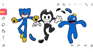 FlipaClip - Huggy Wuggy, Bendy and Blue morphing animation (timelapse)