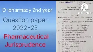 D-pharma 2nd year old question paper pharmaceutical jurisprudence 2022#aicte #hstes #pci #hsbte