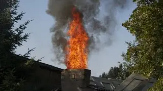 Чистка дымохода пустым баллончиком из под газа.