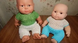 Crochet doll clothes. Pants for a doll.