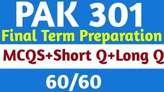 Pak 301 Final Term Preparation |Final term vu | vu final term 2023 | Pak 301 past papers |