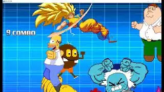 M.U.G.E.N (Goku, Peter Griffin, Homero Simpson y Nicole VS Johnny Test, Maggie, Coco Fred y Ernie)