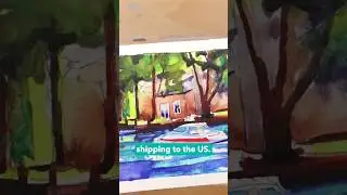 Watercolor painting of a boat on the Erie Canal