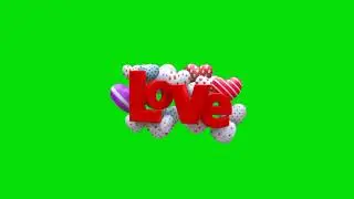 Love with Hearts decoration free green screen video and GIF