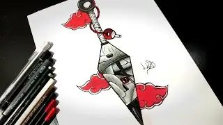 Como Desenhar itachi uchiha em uma kunai ( Drawing Itachi kunai )
