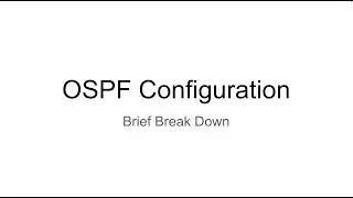 Basic OSPF (Open Shortest Path First) Configuration