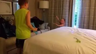 Brothers dueling with Harry Potter wands