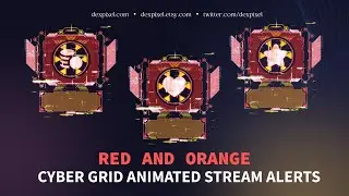 Red Orange Cyber Grid – Box Animated Stream Alerts | Cyberpunk Twitch SStream Alerts With Sound