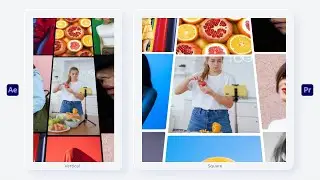 Multi Screen Grid Transitions - Vertical & Square (After Effects and Premiere pro Template)