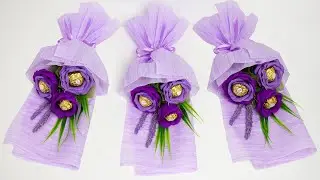 Mini bouquet of sweets. Easy and simple DIY gift for a woman