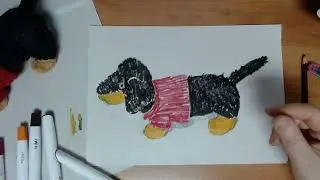 Рисую таксу (игрушку). Пастель художественная акварельная HIMI