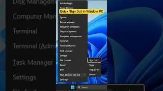 Shortcut to Sign Out in Window PC | Quick Sign Out Window PC 
