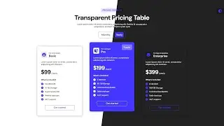 Transparent Pricing Table Responsive Design Using HTML CSS & JavaScript