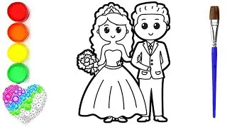 Cara Menggambar dan Mewarnai Bride and Groom Glitter Rainbow Wedding coloring and drawing