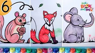 6 to Animals🐘🦊🐿️| How to Draw Cute Animals Using Number 6 #drawing #howtodraw #numberdrawing
