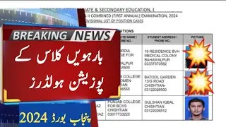 12th Class Position Holders List 2024 | 2nd year Top Three Position Holders 2024 | Punjab Board