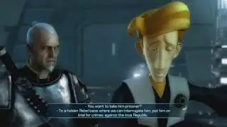 Guybush Threepwood kicking Darth Vader's ass in The Force Unleashed