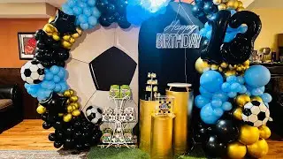 Cómo hacer un arco de globos, cómo hacer una guirnalda, decoración de fútbol para cumpleaños